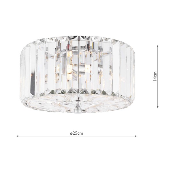 (image for) Laura Ashley Fernhurst 3 Light Flush Crystal and Polished Chrome